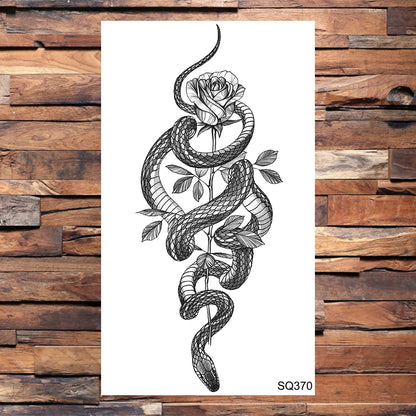 sengpan Black Star Snake Temporary Tattoos For Women Men Realistic Moon Serpent Waterproof Fake Tattoo Sticker Hand Neck Tatoos Small