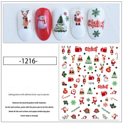 sengpan New Christmas Nail Slider Santa Elk Snowman  New Year Nail Design Big Size Full Cover Water Nail Transfer Cartoon Winter Decal