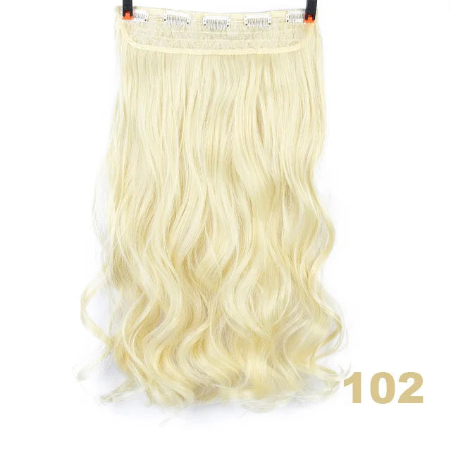 sengpan Synthetic Curly Hair 24 Inches 5 Clip-on Hair Extension Wig Wavy Hairstyle Natural Curly Hair Straight Hair Women