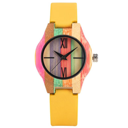 sengpan Christmas wishlist Top Luxury Colorful Wood Watch Women Quartz Full Bamboo Wooden Clock Female Candy Color Bracelet Watch Women's Wrist Reloj Mujer