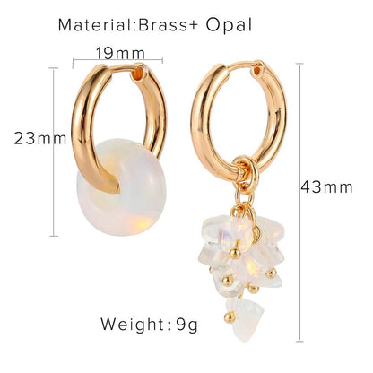 sengpan Bohemian Style Semi-Precious Stone Beads Hoop Earrings For Women Lapis Opal Freshwater Pearl Handmade Earrings Jewelry