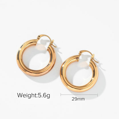 sengpan 22mm 29mm 50mm Huggie earrings Thick Gold Filled Brass Hoop Earrings Big large metal smooth earring Ladies Minimalist Jewelry