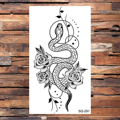 sengpan Black Star Snake Temporary Tattoos For Women Men Realistic Moon Serpent Waterproof Fake Tattoo Sticker Hand Neck Tatoos Small