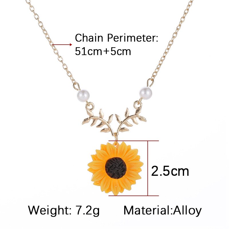 sengpan Christmas wishlist Pearl New Creative Sunflower Pendant Necklaces Vintage Fashion Daily Jewelry Temperament Cute Sweater Necklaces for Women