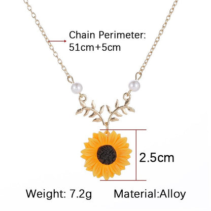 sengpan Christmas wishlist Pearl New Creative Sunflower Pendant Necklaces Vintage Fashion Daily Jewelry Temperament Cute Sweater Necklaces for Women