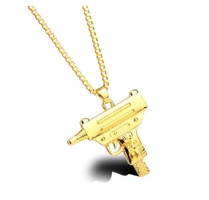 sengpan Pistol Pendants Necklaces Submachine Gun Necklace Men Hip Hop Jewelry Chain Collier