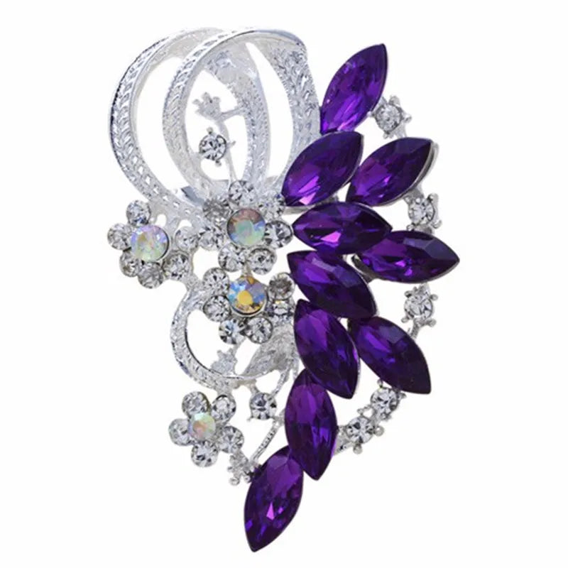 sengpan New Bride Bouquet Summer Purple Brooch Jewelry Korean Flower Crystal Rhinestone Brooch Pins Brooches For Wedding Women