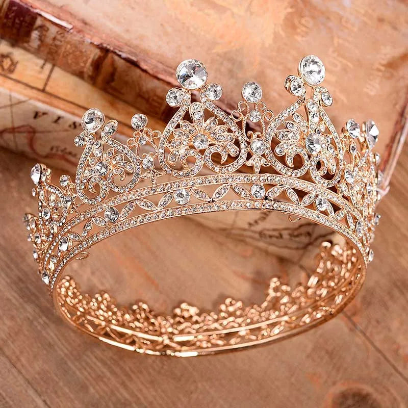 sengpan Princess Jewelry Large Full Circle Luxury Rhinestones Queen Pageant Crown Wedding Bridal Hair Jewelry Wedding Dress Accessories