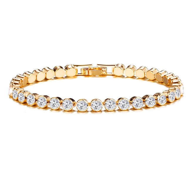 sengpan Korean Luxury Crystal Bracelet For Women Wedding Gift Gold Silver Color Metal Roman Chain Bracelets Bangles Jewelry