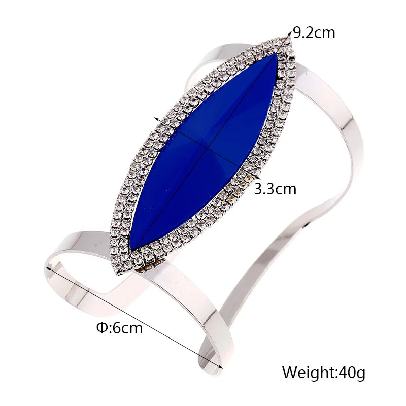 Lianfudai Fashion Metal Rhinestone Bangles Women Trendy Resin Crystal Bracelet Smooth Wide Opening Adjustable Bangle  New