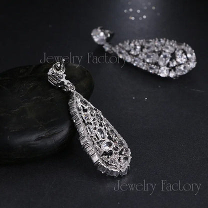 sengpan - Luxury Bride Wedding Earrings Amazing AAA Cubic Zirconia White Gold Color Crystal Jewelry Party Gift