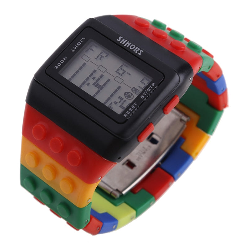 sengpan Christmas wishlist Hot Children's Watches Digital LED Chic Unisex Colorful Constructor Blocks Sports relogio masculino Wrist Women Watch Kids Gifts