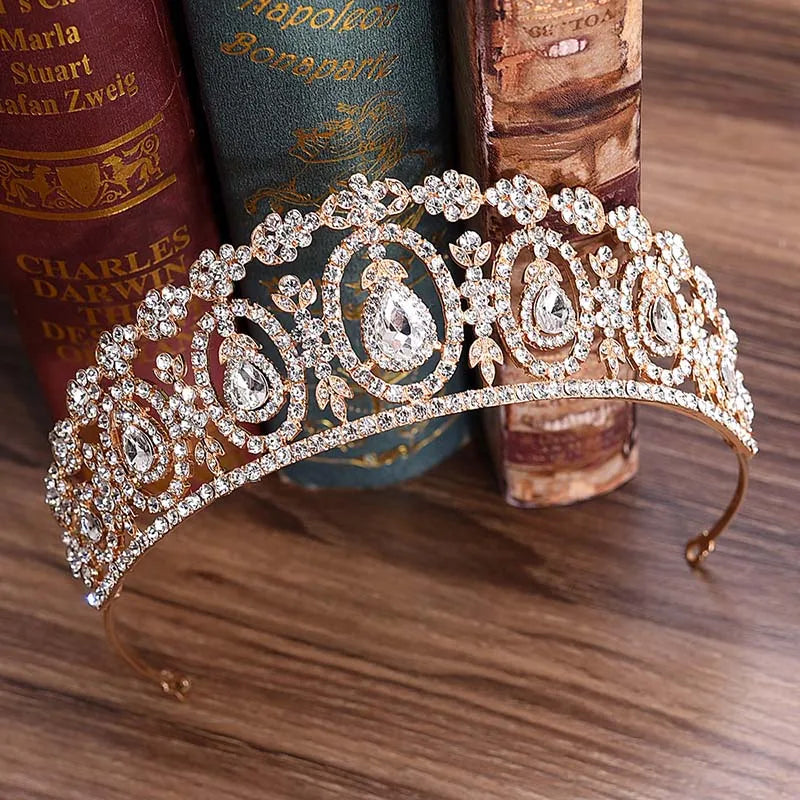 sengpan Shining Crystal Queen Princess Crown Fashion Big Rhinestone Tiaras Perfect For Women Wedding Or Engagement Hair Accessories