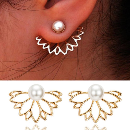 sengpan Pearl crystal lotus stud earring ladies earrings popular European and American style new earrings drop shipping