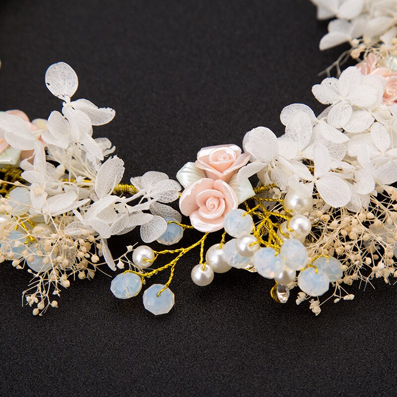 sengpan bridal jewelry set for wedding New Trendy Charms Bridal Tiara Baroque Flower Crown Wedding Dress Hair Accessories Pearl Jewelry Crystal Headband Handwork Gifts