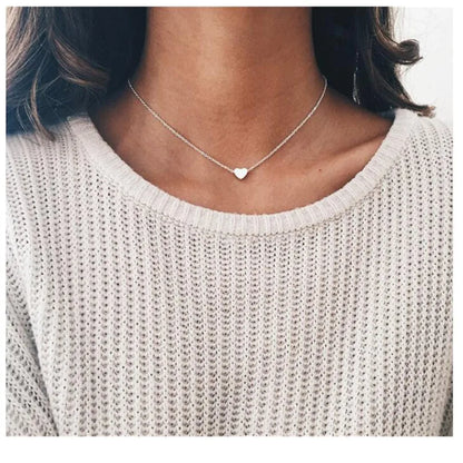 sengpan New Golden Silver Color Small Heart Necklaces Bijoux For Women Collars Fashion Jewelry Collarbone Pendant Necklace NA219