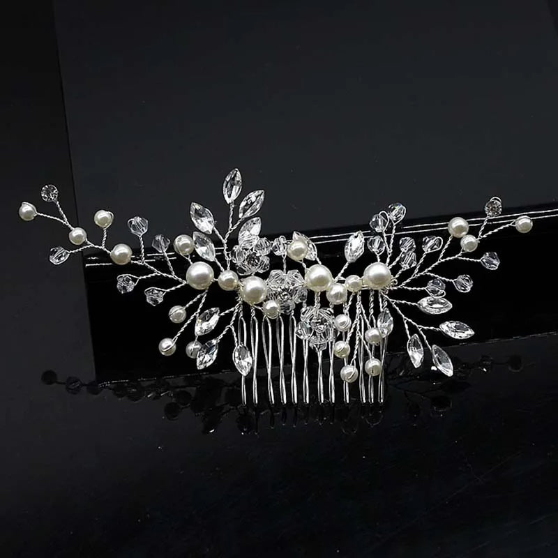 sengpan Bridal Hair Accessories Crystal Peals Hair Combs Wedding Hair Clips Accessories Jewelry Handmade Women Hair Ornaments Headpieces