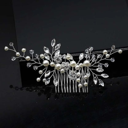 sengpan Bridal Hair Accessories Crystal Peals Hair Combs Wedding Hair Clips Accessories Jewelry Handmade Women Hair Ornaments Headpieces