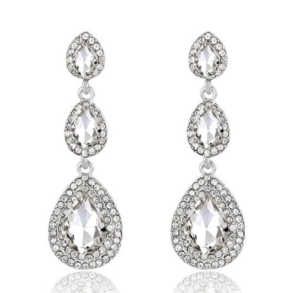 sengpan Champagne Crystal Earrings Gold Color Jewelry Fashion Female Bricons Wedding Long Big Drop Earrings For Women