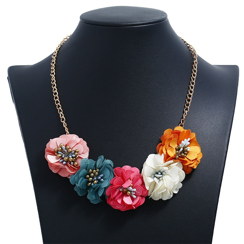 sengpan CHEISTMAS gifts for her Star Jewelry cloth flower Choker Necklace Women New trendy Boho Statement Accessories Femme Pendnats Necklaces Hot