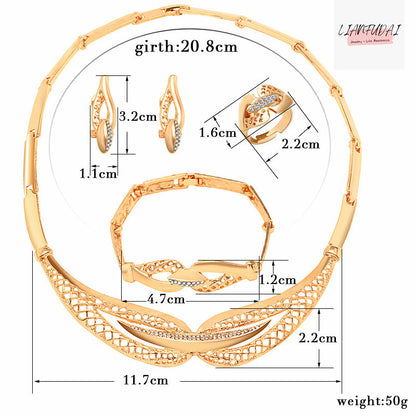 sengpan western jewelry for women Halloween gift Women Delicate Gold Bridal Jewelry Sets Rhinestone Pendant Collar Bracelet Crystal Earrings Rings Wedding Accessories