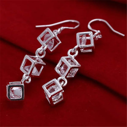 sengpan - silver color fashion cute white crystal stone wedding cute nice lady earrings hot selling fashion jewelry