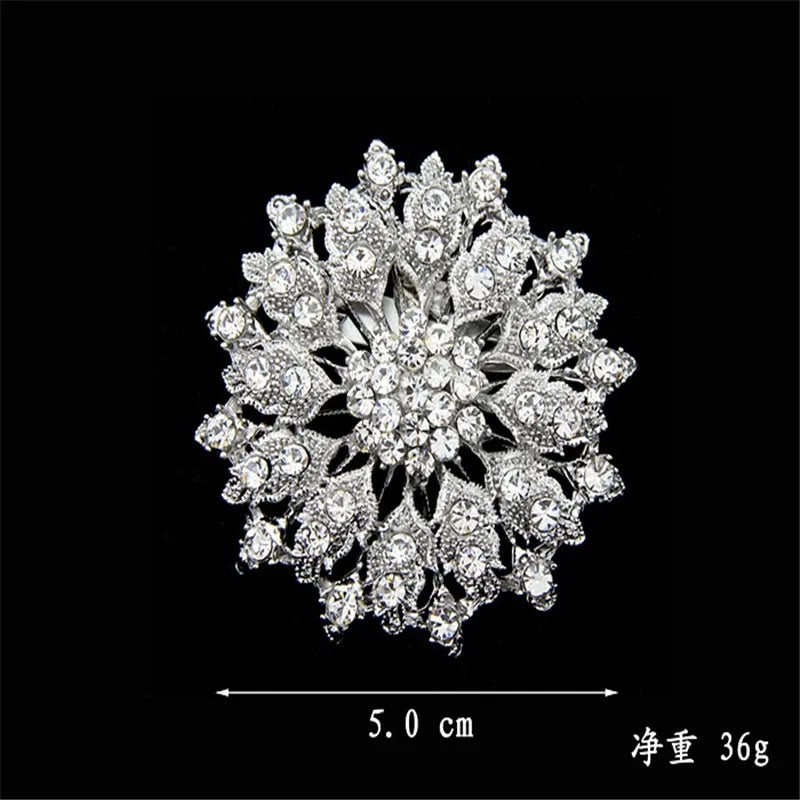 Lianfudai New Design Shining Silver Color Rhinestone Crystal Small Flower Rhinestone Brooches Bouquet for Wedding Women Brooch Pins