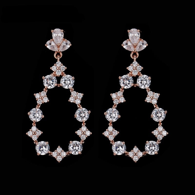 sengpan - New Eco-Friendly Beautiful Rose Gold Color Earrings for Women AAA CZ Earring For Girls and Women