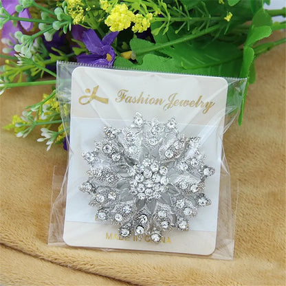 Lianfudai New Design Shining Silver Color Rhinestone Crystal Small Flower Rhinestone Brooches Bouquet for Wedding Women Brooch Pins