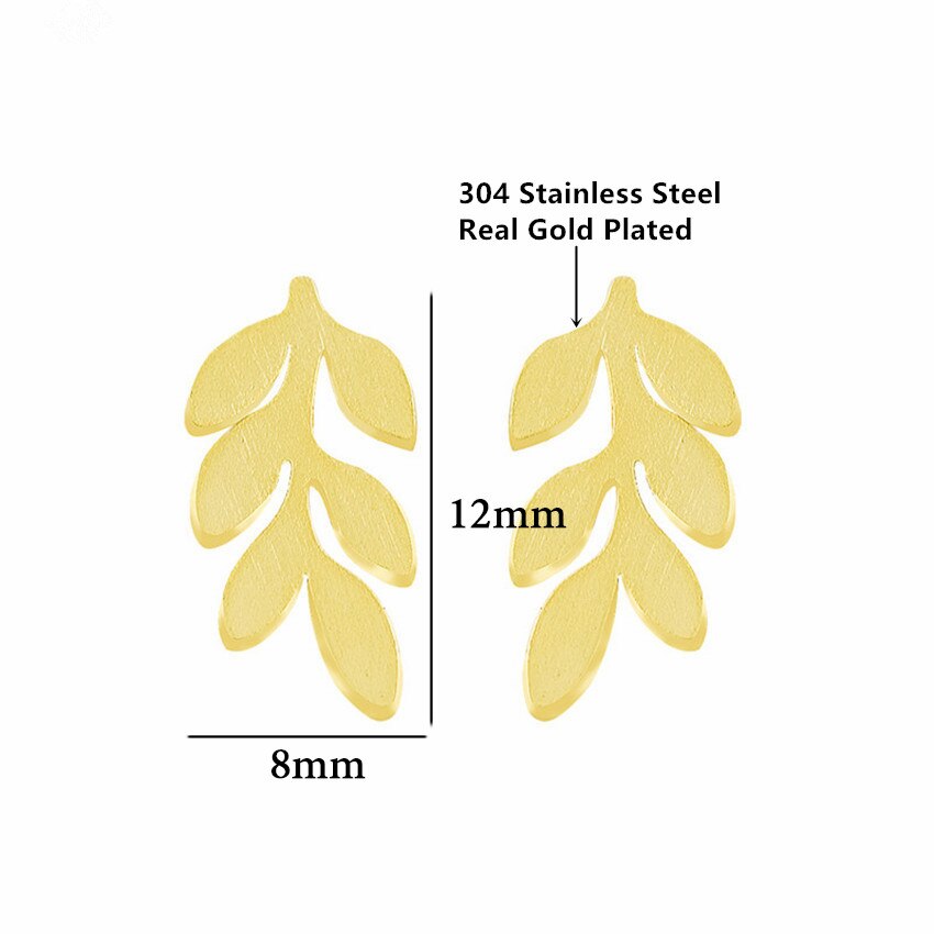 sengpan western jewelry for women Cute Stainless Steel Laurel Leaf Stud Earrings Rose Gold Jewelry Minimalist Tree Leaves Earrings For Women Fashion Brincos