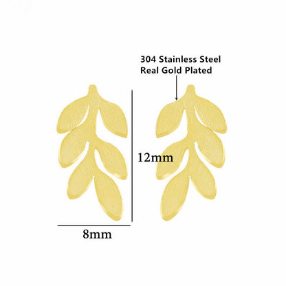 sengpan western jewelry for women Cute Stainless Steel Laurel Leaf Stud Earrings Rose Gold Jewelry Minimalist Tree Leaves Earrings For Women Fashion Brincos