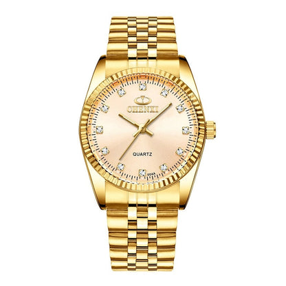 sengpan watches on sale clearance Luxury Couple Watch Golden Fashion Stainless Steel Lovers Watch Quartz Wrist Watches For Women & Men Analog Wristwatch