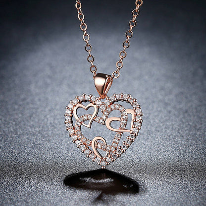 sengpan western jewelry for women Crystal Wedding Jewelry Heart Golden Silver Color Necklace For Women Love Rose Gold Statement Necklace Valentine 's Day