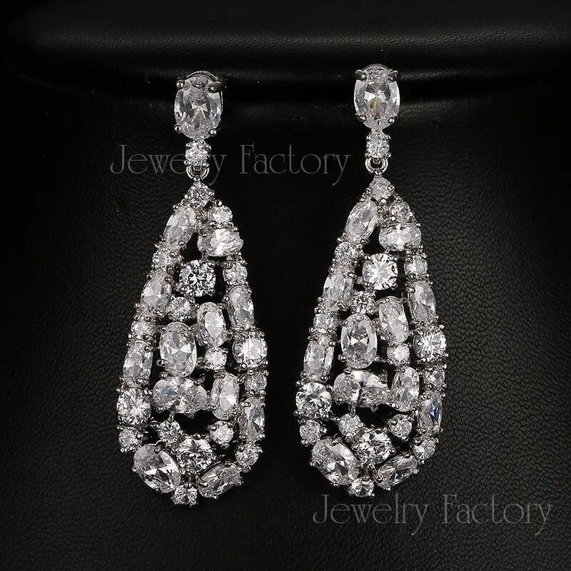 sengpan - Luxury Bride Wedding Earrings Amazing AAA Cubic Zirconia White Gold Color Crystal Jewelry Party Gift