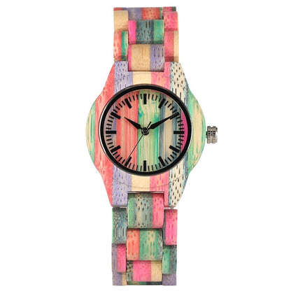 sengpan Christmas wishlist Top Luxury Colorful Wood Watch Women Quartz Full Bamboo Wooden Clock Female Candy Color Bracelet Watch Women's Wrist Reloj Mujer