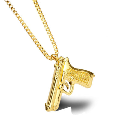 sengpan Pistol Pendants Necklaces Submachine Gun Necklace Men Hip Hop Jewelry Chain Collier