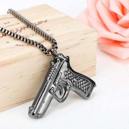 sengpan Pistol Pendants Necklaces Submachine Gun Necklace Men Hip Hop Jewelry Chain Collier