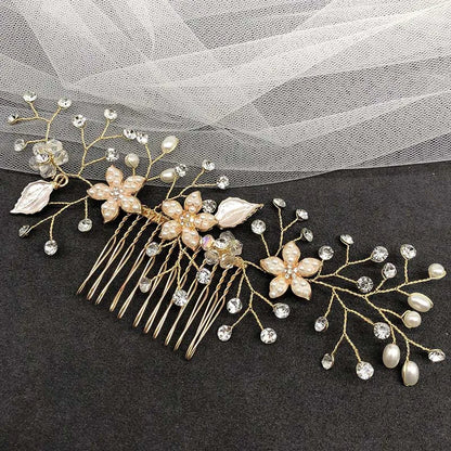 sengpan Bridal Hair Accessories Crystal Peals Hair Combs Wedding Hair Clips Accessories Jewelry Handmade Women Hair Ornaments Headpieces