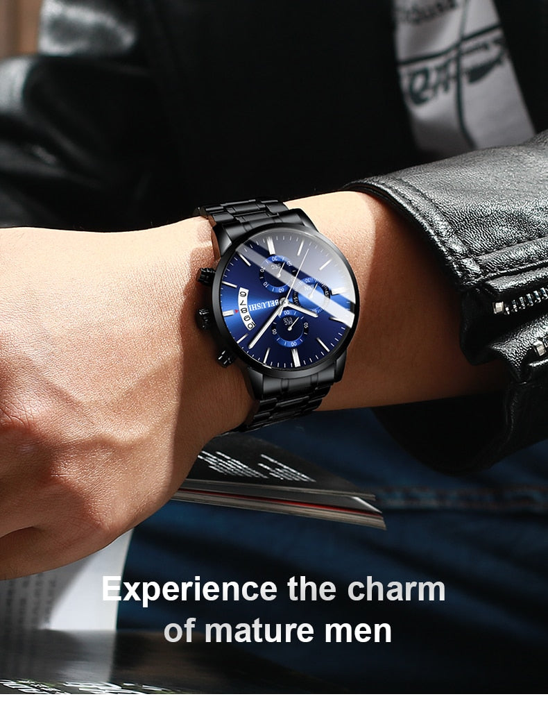 sengpan easter ifts for men Fashion Men's Quartz Watch Chronograph Sport Men Watches Top Brand Luxury Full Steel Waterproof Clock Male Wristwatch