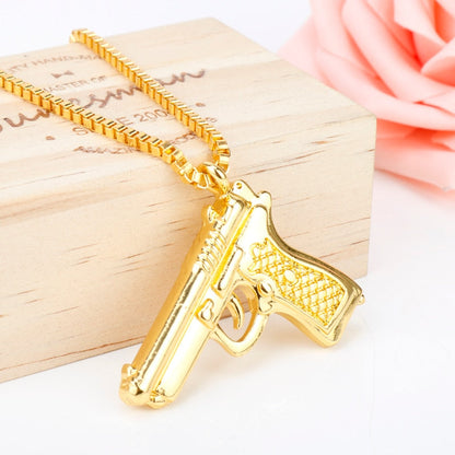 sengpan Pistol Pendants Necklaces Submachine Gun Necklace Men Hip Hop Jewelry Chain Collier