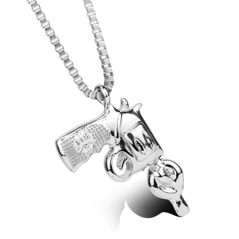 sengpan Pistol Pendants Necklaces Submachine Gun Necklace Men Hip Hop Jewelry Chain Collier