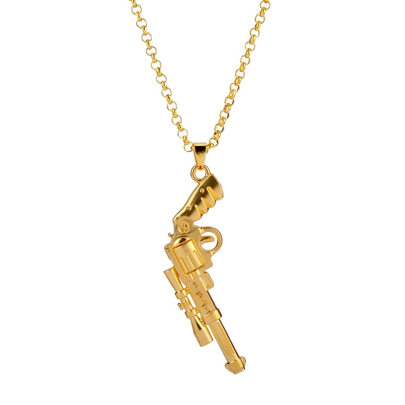 sengpan Pistol Pendants Necklaces Submachine Gun Necklace Men Hip Hop Jewelry Chain Collier