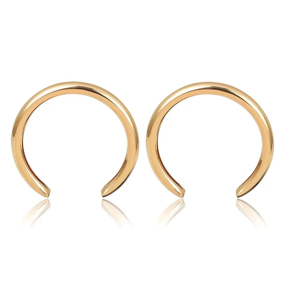 sengpan  Trendy Big Open Round Drop Earrings For Women Exaggerated Punk Gold Color Circle Metal Earring Party Wedding Jewelry