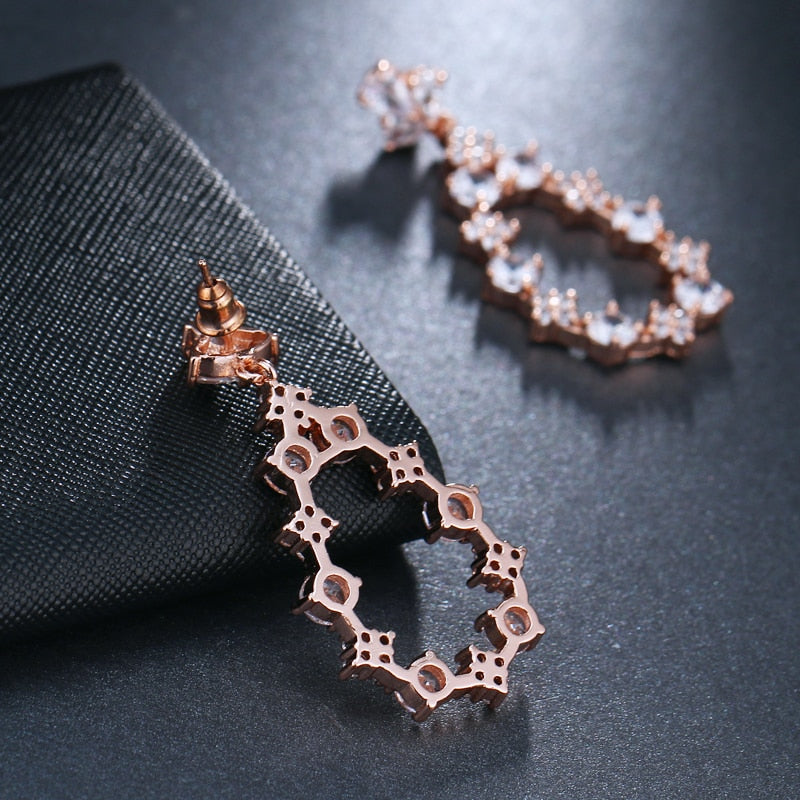 sengpan - New Eco-Friendly Beautiful Rose Gold Color Earrings for Women AAA CZ Earring For Girls and Women