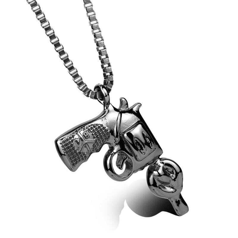 sengpan Pistol Pendants Necklaces Submachine Gun Necklace Men Hip Hop Jewelry Chain Collier