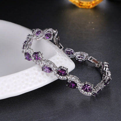 sengpan New Fashion Purple Zircon Bangle Bracelets Fashion New Design Wedding Jewelry for Women