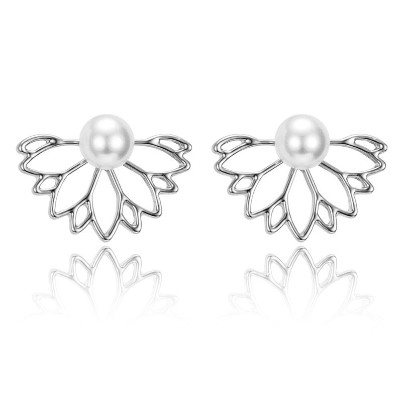 sengpan Pearl crystal lotus stud earring ladies earrings popular European and American style new earrings drop shipping