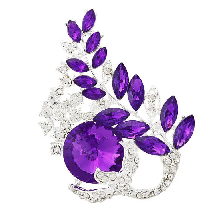 sengpan New Bride Bouquet Summer Purple Brooch Jewelry Korean Flower Crystal Rhinestone Brooch Pins Brooches For Wedding Women