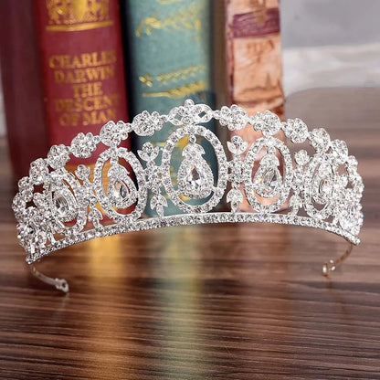 sengpan Shining Crystal Queen Princess Crown Fashion Big Rhinestone Tiaras Perfect For Women Wedding Or Engagement Hair Accessories