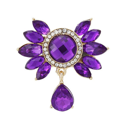 sengpan New Bride Bouquet Summer Purple Brooch Jewelry Korean Flower Crystal Rhinestone Brooch Pins Brooches For Wedding Women